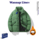 美式 WASSUP Line潮牌休闲羽绒服男冬季 高级感白鸭绒保暖立领外套