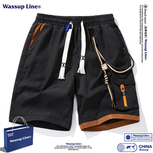 WASSUP Line潮牌美式痞帅短裤男款夏季宽松百搭休闲工装五分中裤