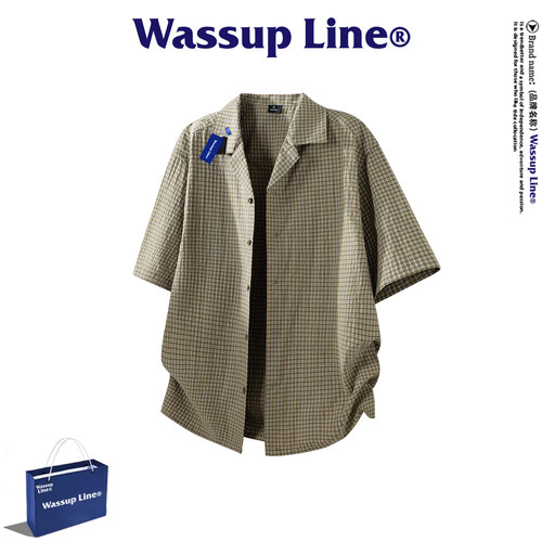 WASSUPLine潮牌休闲短袖衬衫男