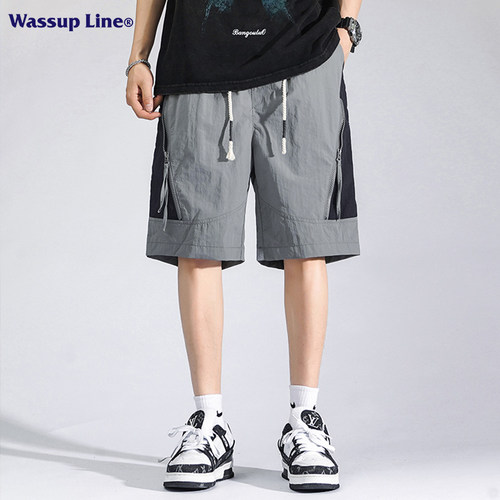 WASSUPLine潮牌夏季冰丝五分裤
