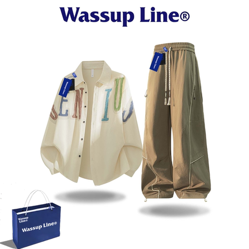 WASSUPLINE潮牌字母印花男套装