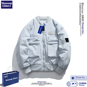 WASSUP Line潮牌美式飞行员棉服外套男女冬季保暖短款棉服棒球服