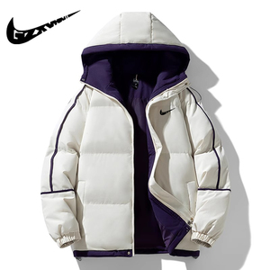 耐克顿冬季棉服男士2024新款加厚保暖宽松百搭情侣连帽面包服外套
