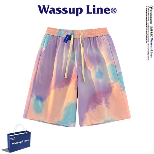 WASSUPLine潮牌宽松五分裤男