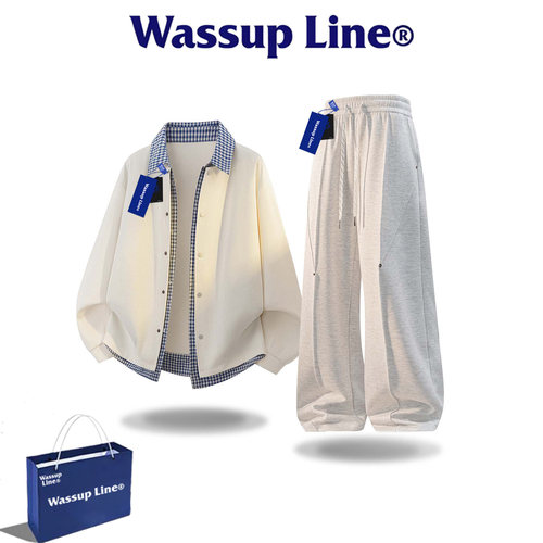 WassupLine潮牌拼接秋季运动套