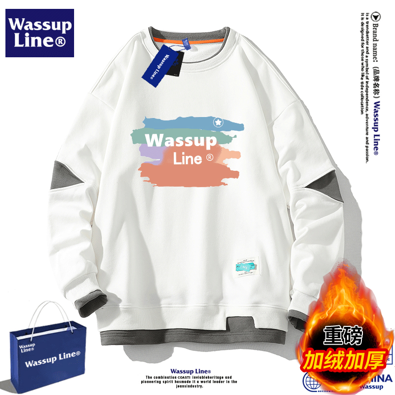 WASSUPLINE印花圆领套头卫衣