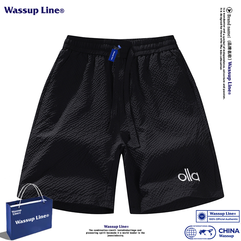 WASSUPLINE夏季泡泡纱短裤男款