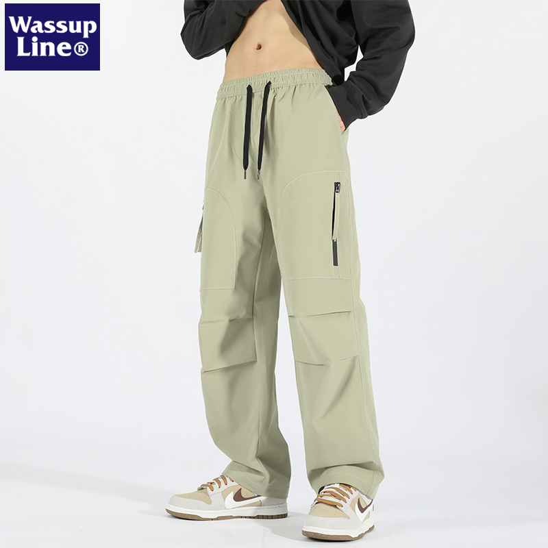 WASSUP Line潮牌休闲裤男日系2024秋季新款宽松直筒运动工装长裤