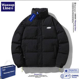 90%白鸭绒立领保暖潮牌休闲加厚外套 冬季 wassup line羽绒服男女款
