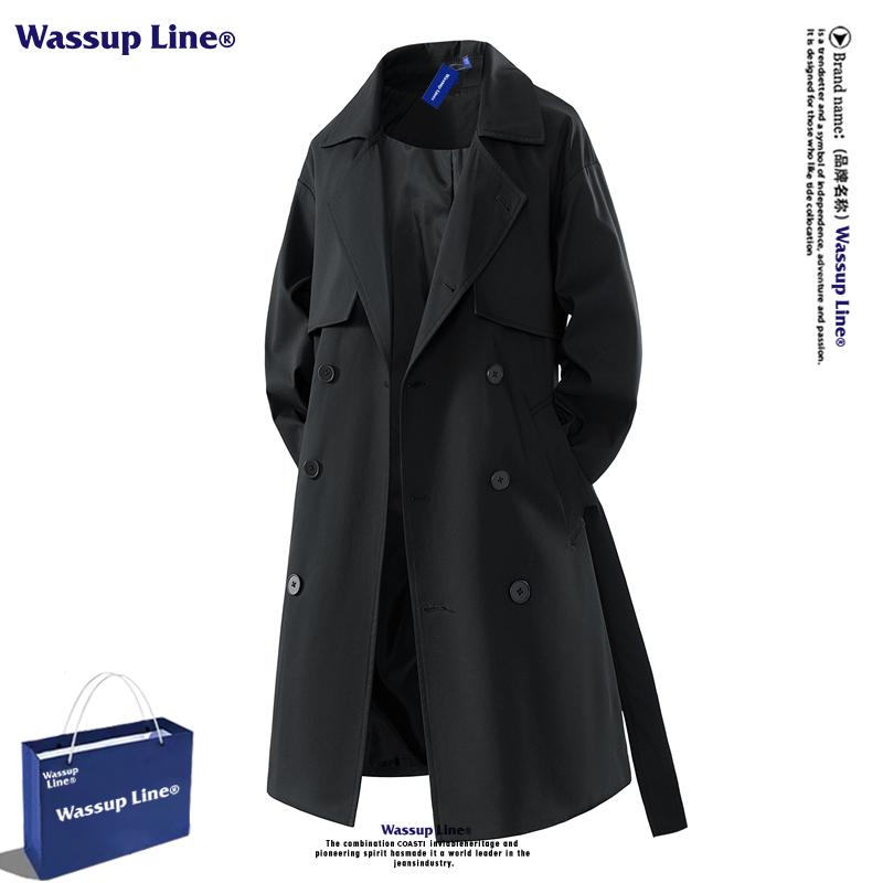 WASSUPLINELINE潮牌双排扣风衣