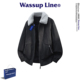 黑色冬季 WASSUP Line潮牌羽绒服男短款 保暖复古可拆卸毛领外套