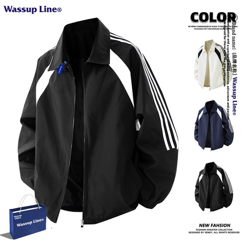 WASSUPLINE美式三条杠夹克