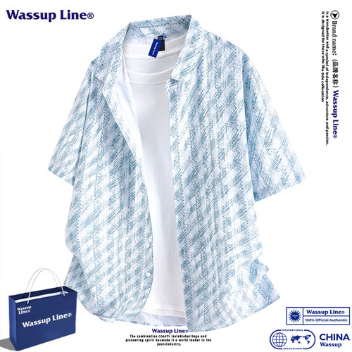 WASSUPLINE潮牌夏季短袖衬衫