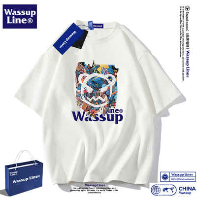 WASSUPLINE半袖潮牌纯棉短袖t恤