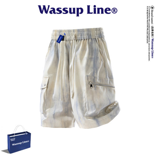 WASSUPLine潮牌宽松五分裤男