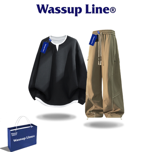 WASSUPLINE潮牌卫衣秋男款套装