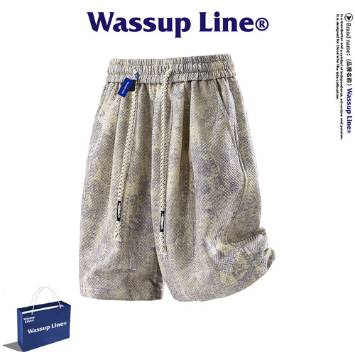 WASSUPLine潮牌休闲五分裤男
