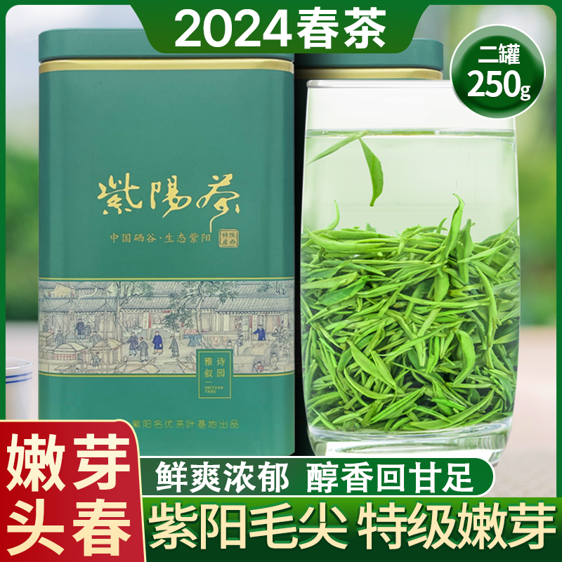 紫阳毛尖明前特级嫩芽绿茶2024新茶陕西安康紫阳富硒茶陕青春茶叶 茶 特色产区绿茶 原图主图