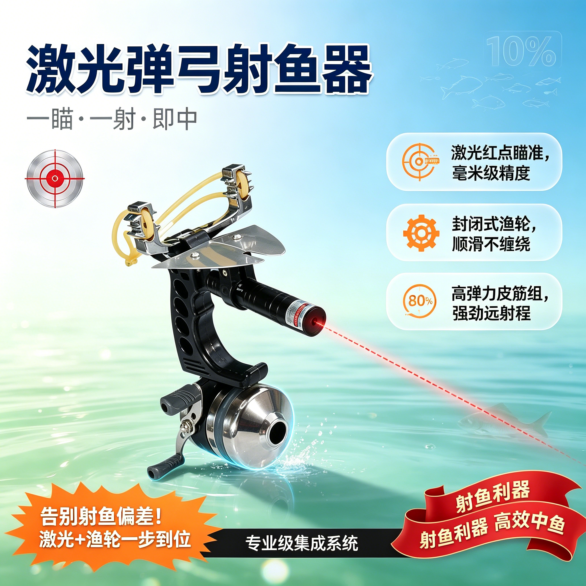 弹弓射鱼神器自动高精度打鱼专用发射器鱼镖箭捕鱼枪弩射鱼器全套