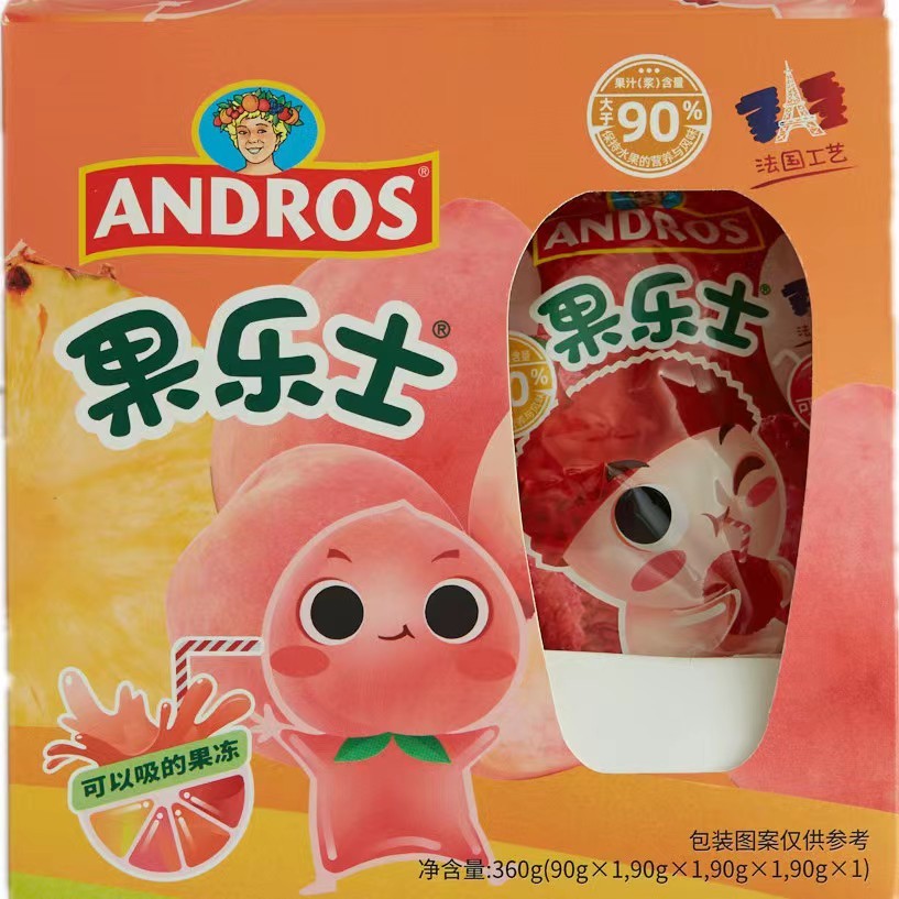 andros果乐士可吸儿童果泥组合90g*5袋多口味儿童零食无多余添加