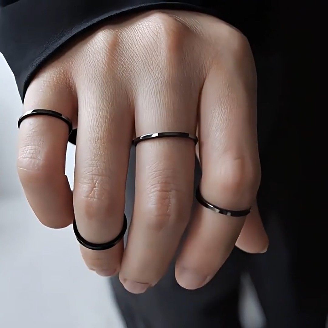 黑色素圈叠戴极细戒指钛钢不掉色对戒男女生自律尾戒冷淡风闭口,服饰配件/皮带/帽子/围巾,指环,淘宝优惠券,粉丝福利购,淘宝优惠卷