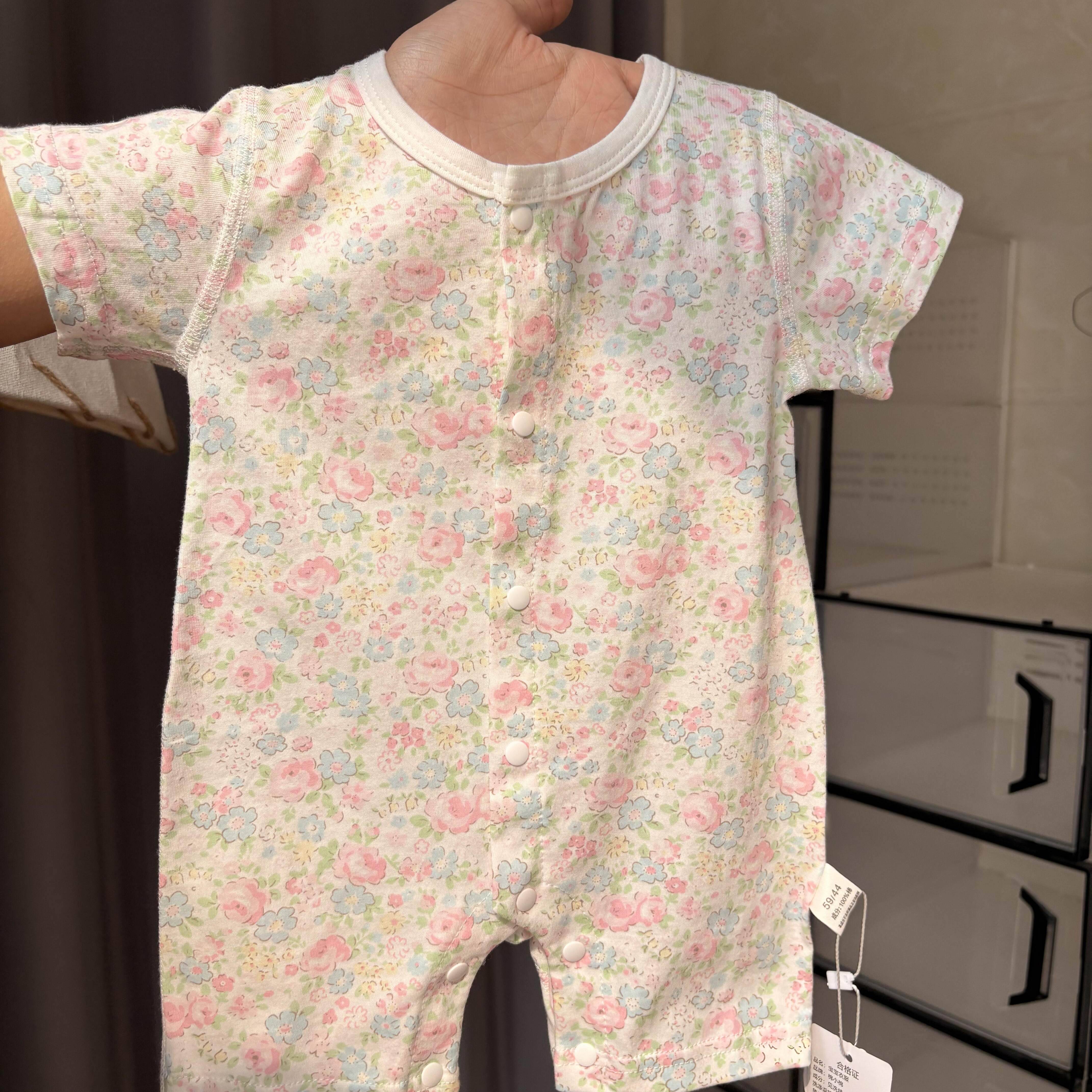 新生儿连体衣婴儿衣服夏季薄款短袖哈衣爬服男女宝宝睡衣夏装纯棉