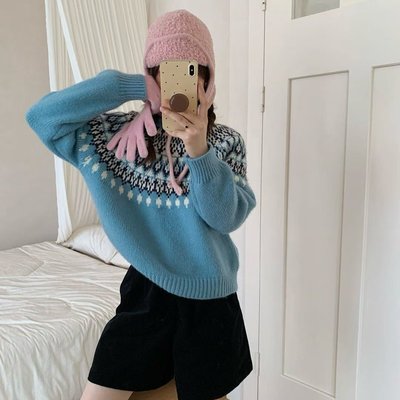 尔岛毛衣女秋冬025新款CLN复古宽松针上织衣冬2季穿搭半费高领打