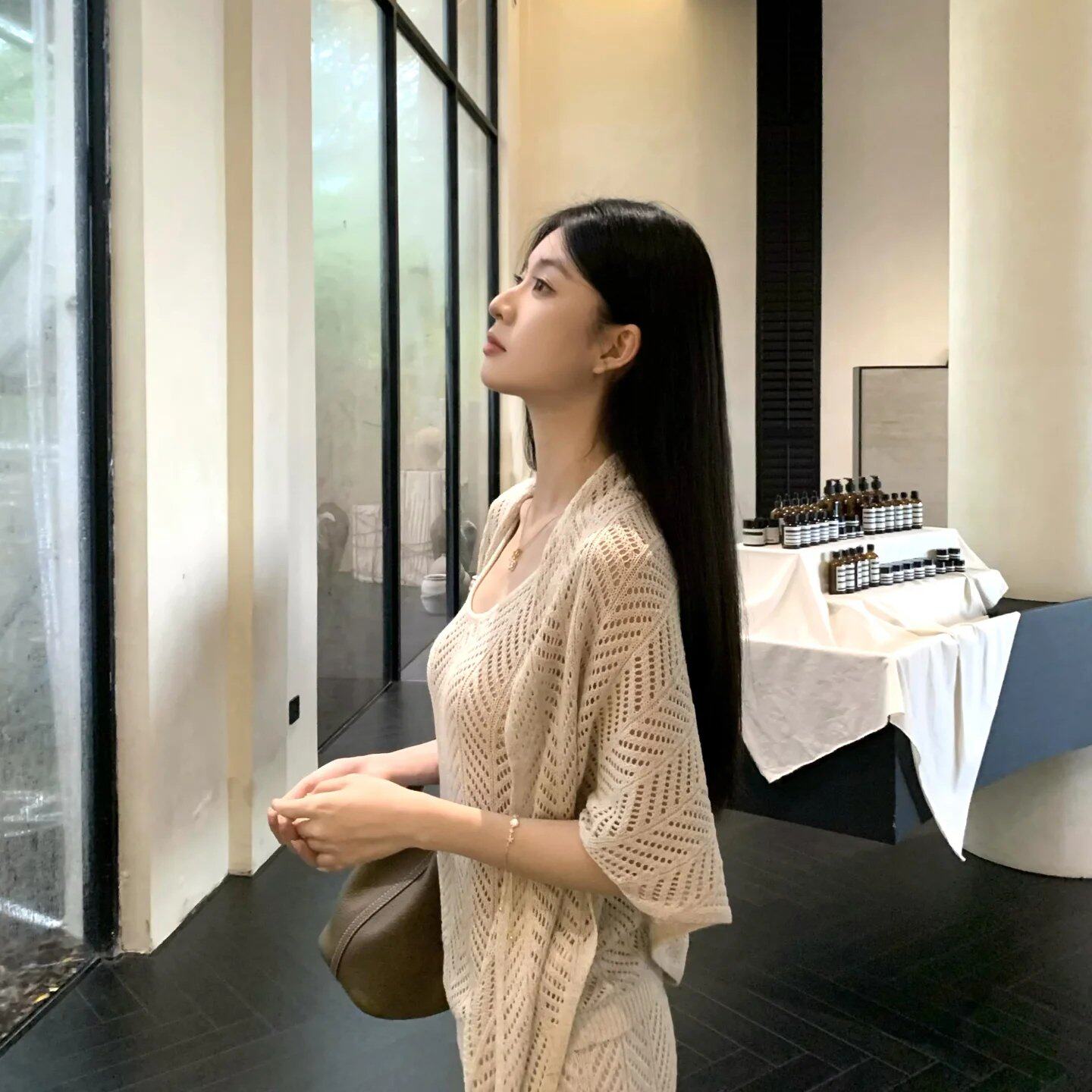 知性风温柔女装亚麻薄款披肩半身裙套装夏季2025新款高级感超好看