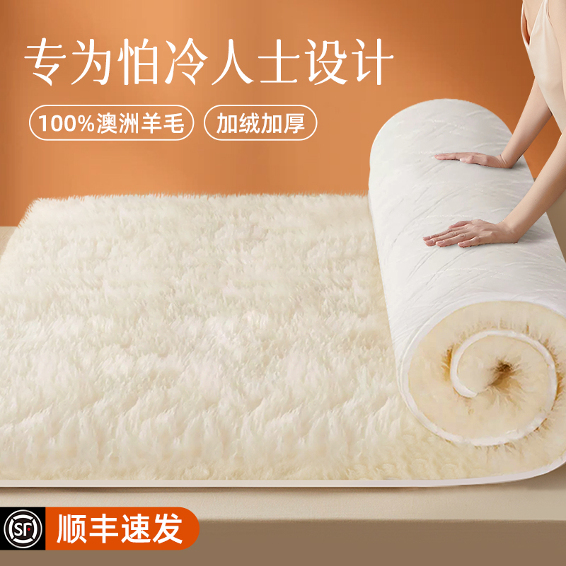 羊毛床垫软垫家用床褥垫冬季羊羔绒毛毯冬天加厚保暖垫被褥子铺底