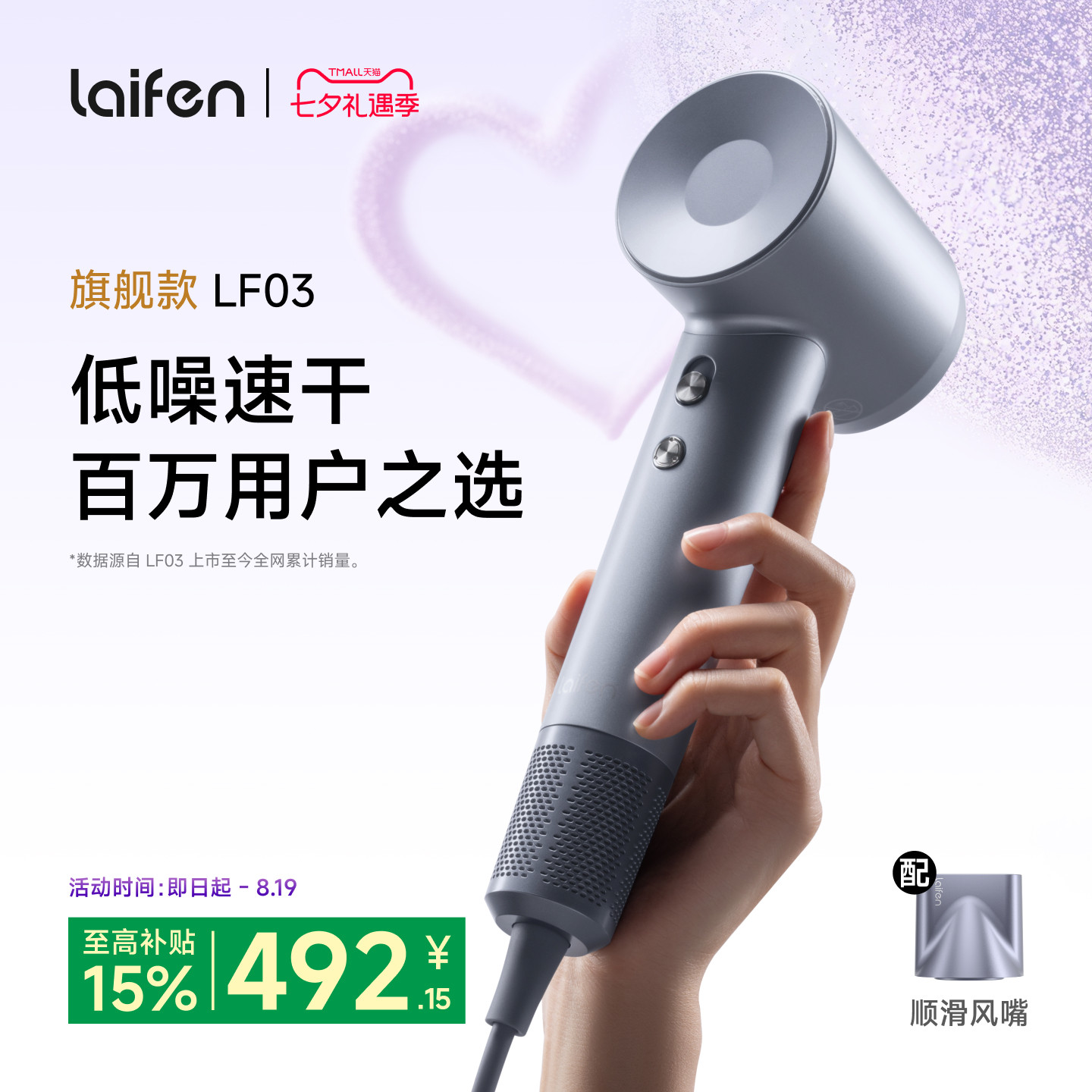Laifen徕芬高速吹风机LF03家用负离子护发速干大风力莱芬电吹风筒