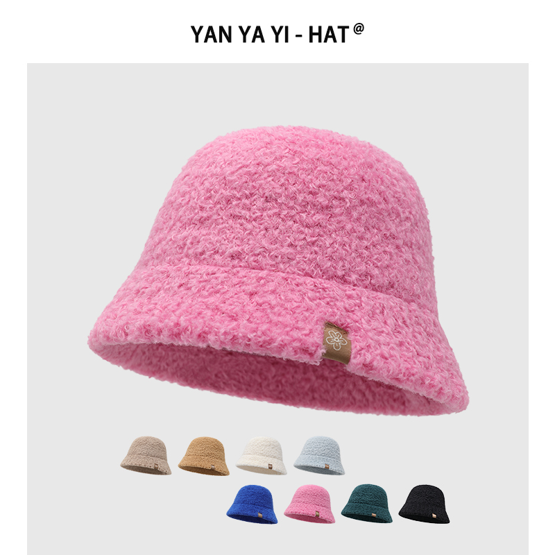 毛绒渔夫帽女秋冬舒适百搭显脸小