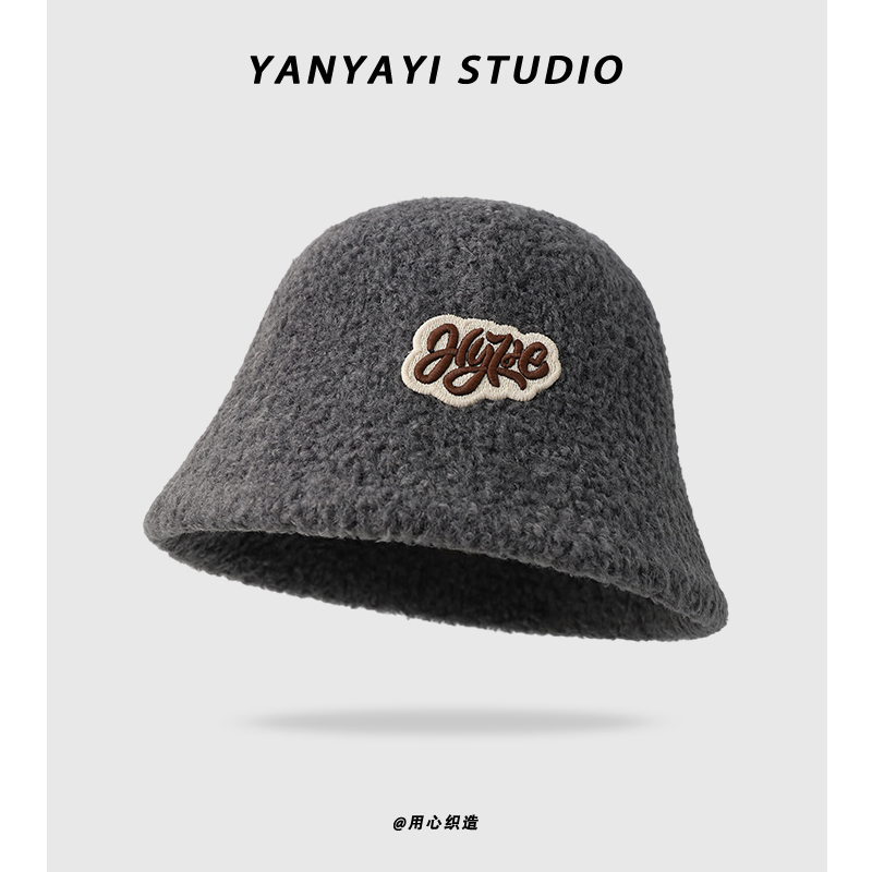 羊羔绒渔夫帽女冬季显脸小百搭