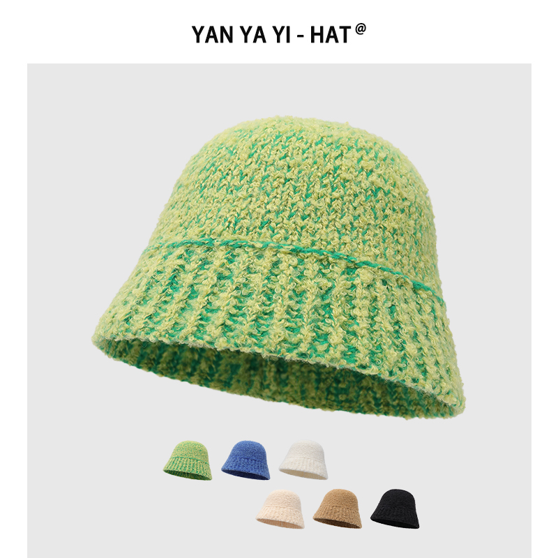 针织渔夫帽女秋冬百搭舒适显脸小