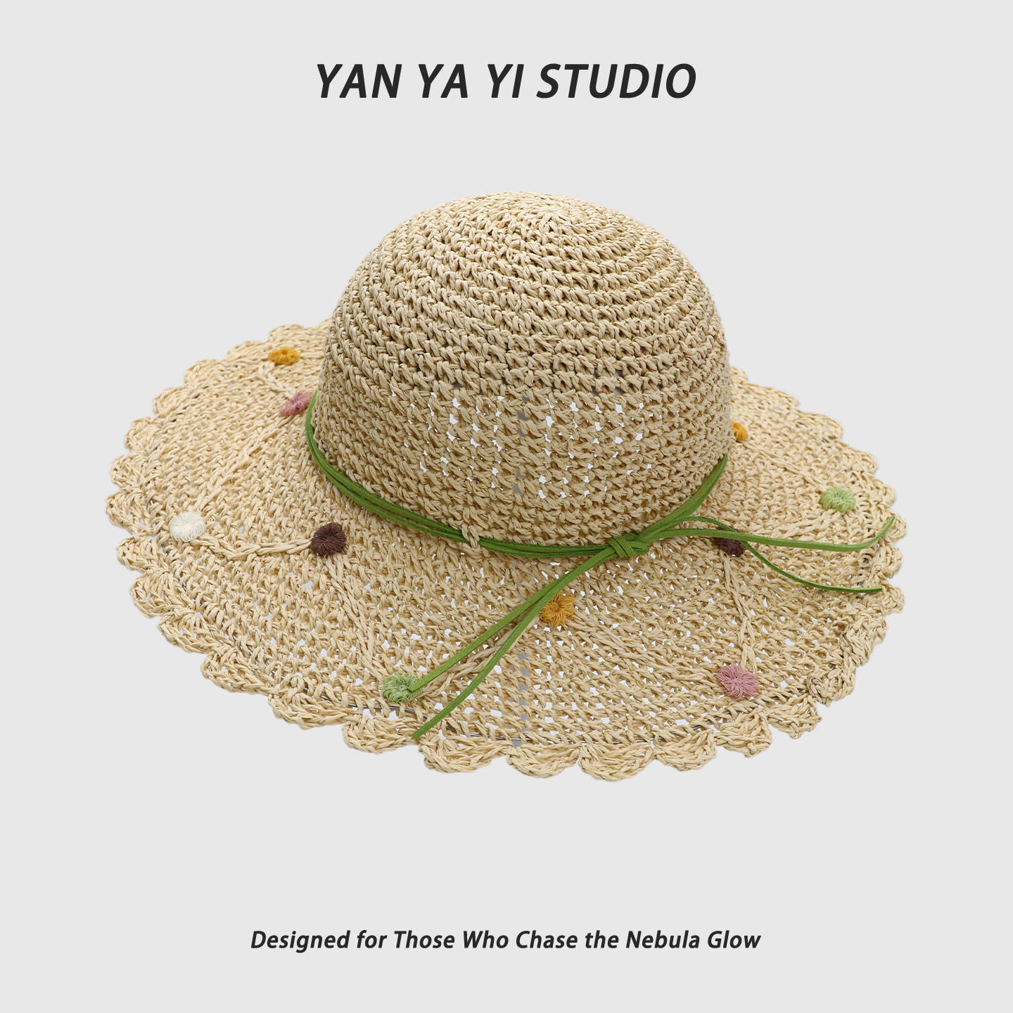 韩版手工钩花边草帽女夏季度假风遮阳加宽大帽檐海边沙滩防晒帽子