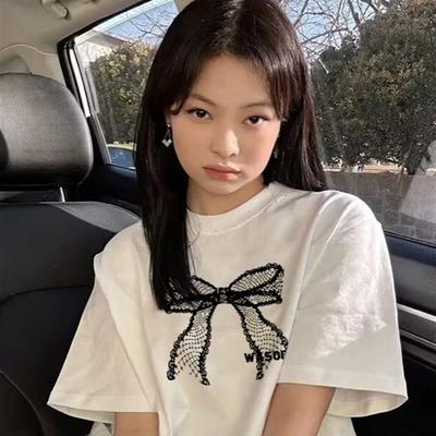 白色t恤女纯棉显瘦短袖夏季2025新款大码半袖超好看独特漂亮上衣