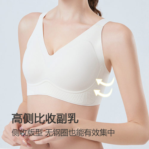 内衣女大胸显小夏季薄款无钢圈运动收副乳调整型防下垂大码文胸 - 封面
