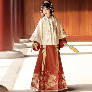 冬季 库存不多 加绒明制汉服女马面裙新年战袍拜年服全套 清仓