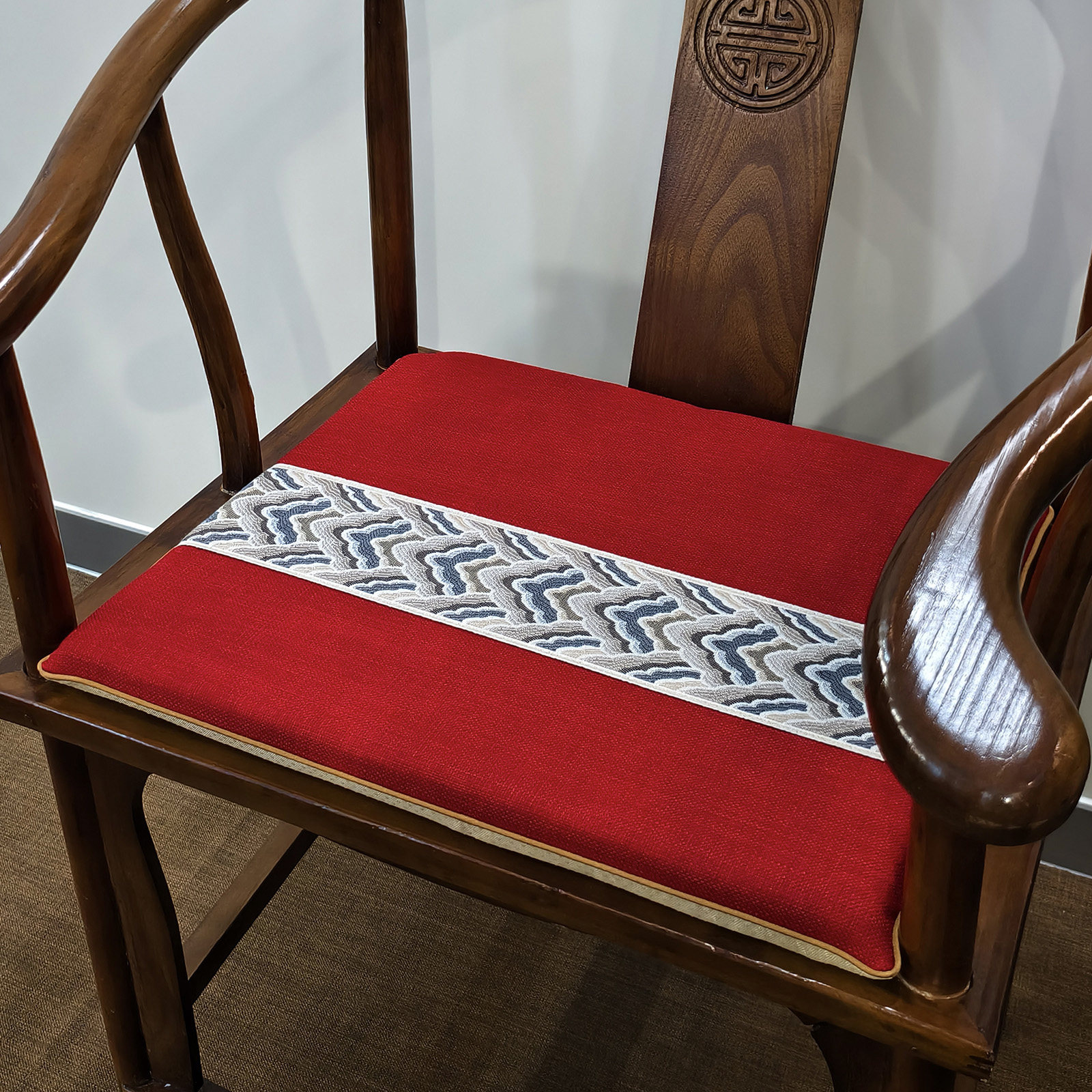 中式椅垫古典红木椅子坐垫沙发垫餐椅圈椅海绵垫防滑定制四季通用