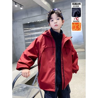 男童冲锋衣三合一可拆卸2025新款儿童夹棉外套加厚中大童风衣冬季