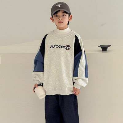 男童韩系卫衣加绒加厚秋冬款2025新款儿童冬季一体绒打底衫洋气潮