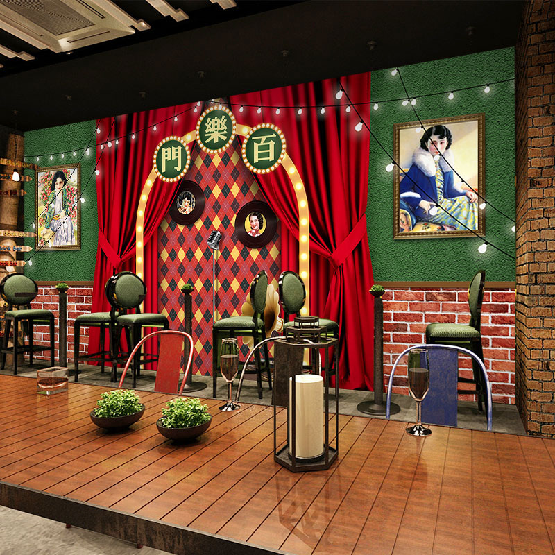 老上海滩百乐门剧本杀民国风幕布舞台夜上海歌舞厅直播背景布墙纸