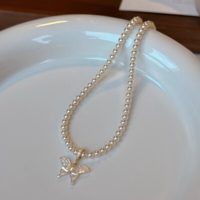 鲛人语/浮生若蝶 原创高亮施家珍珠天然贝母蝴蝶毛衣链轻奢高级感