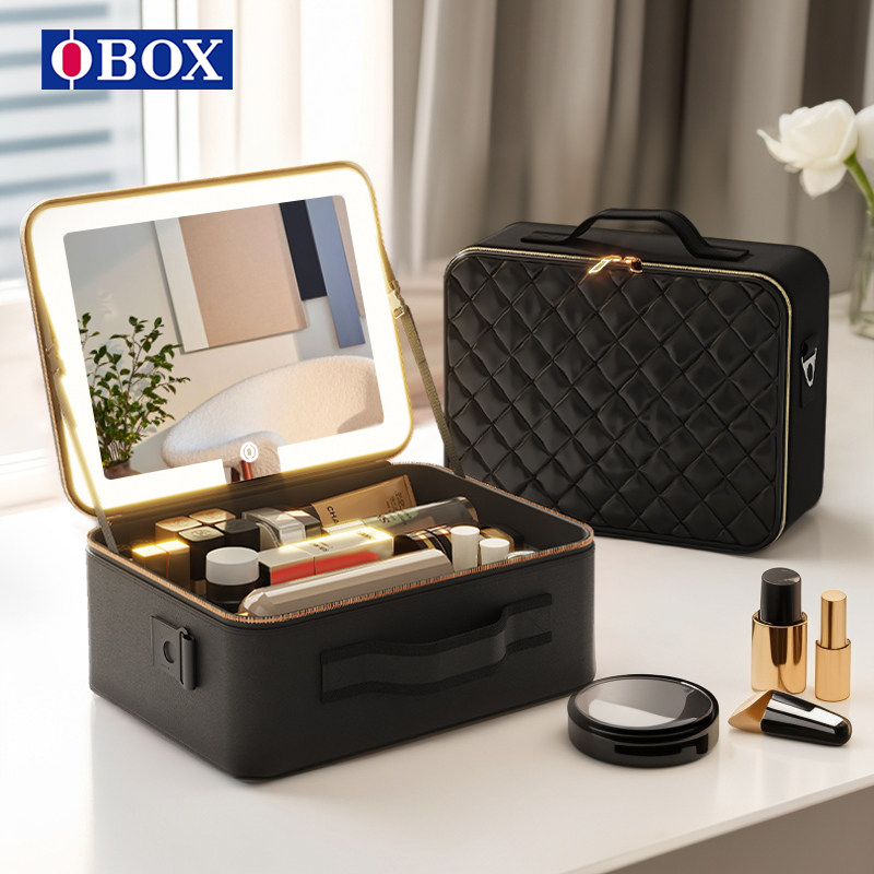 「OBOX」2026新款化妆包女带镜子带灯护肤品美妆通勤收纳挂行李箱