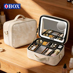 OBOX化妆包女led灯带镜护肤品收纳盒旅行便携手提收纳箱2026新款