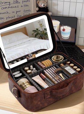 OBOX复古带镜化妆包2026新款专业大容量便携式差旅出行洗漱收纳包
