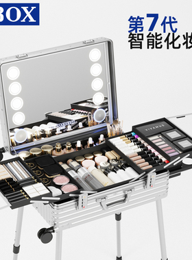 OBOX2026新款第7代化妆箱专业跟妆师专用行李箱带灯带镜子拉杆箱
