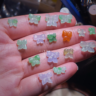 复古蝴蝶结轻奢高级感甜美小滴溜配饰定制专拍 天然翡翠A货18k法式