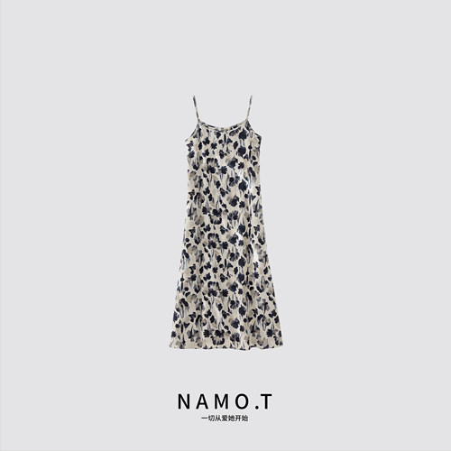 【妮妮推荐】NAMO.T水墨印花吊带连衣裙NI694C609