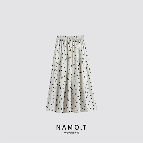 【妮妮推荐】NAMO.T百搭亚麻波点半身裙NI292C633