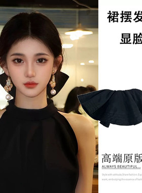 黑色大肠发圈头绳女夏季裙摆发夹头花大蝴蝶结头饰高级感韩系发饰